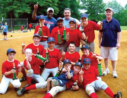 Red Sox champs in Cedar Grove: The Red Sox celebrate their championship win in the Cedar Grove Baseball League's major division last Friday, June 26. Photo courtesy Melissa Graham